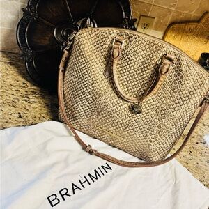 Brahmin Duxbury Dome Satchel Latte Java Gold